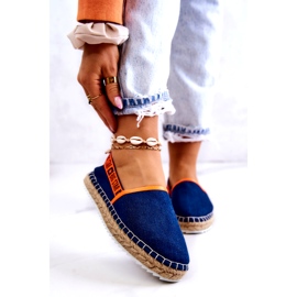 Material Espadrilles Kvinnors insättning Big Star JJ27487 Navy Blue blå 1