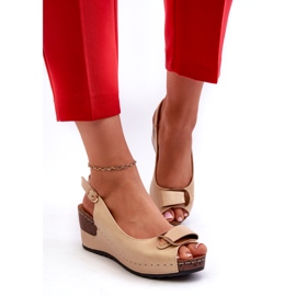 Kvinnors lätta sandaler på komfortskor beige kil 3