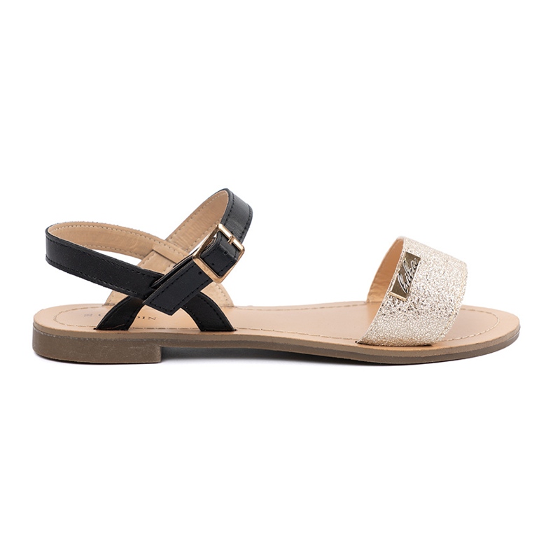 Goodin Svarta gyllene kvinnors platta sandaler 2