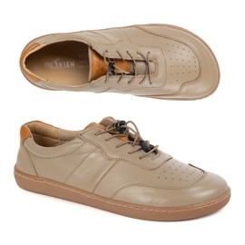 Olivier Kvinnors barfota skor minimalistiska läder bred aria cappuccino beige 1