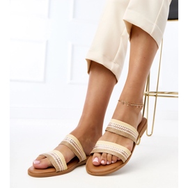 Beige Women's Flip Flops med flätade Rios -ränder 1