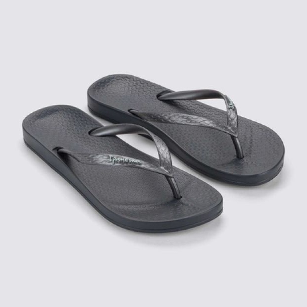 Kvinnors ipanema flip -flops anatomica 81030 BB624 svart grå 2