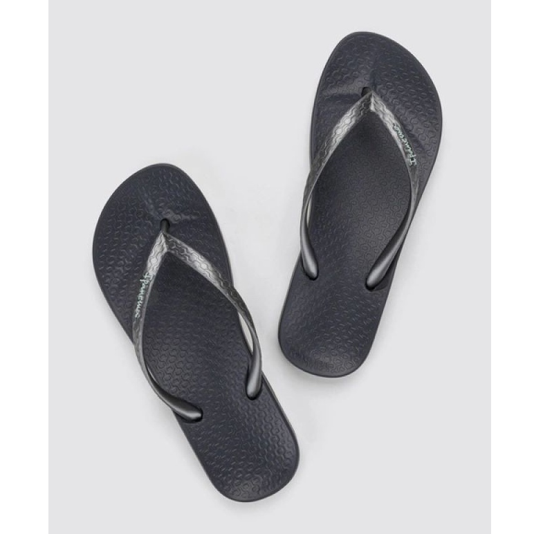 Kvinnors ipanema flip -flops anatomica 81030 BB624 svart grå 3