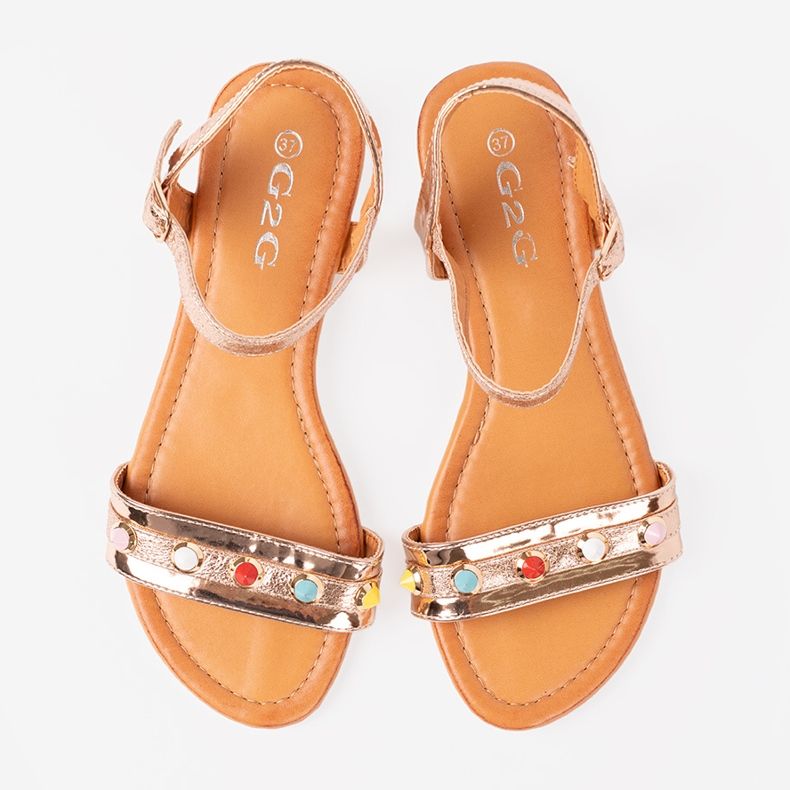 Shelvt Kvinnors rosa guldsandaler 2