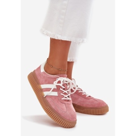 Boto Kvinnors mocka sneakers på plattformen rosa venera 1