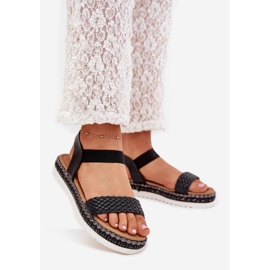 Boto Kvinnors sandaler med fläta på den dekorerade plattformen Black Velara svart 1