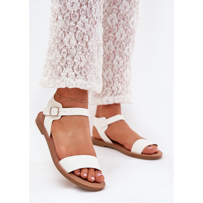 Boto Flat -hanterade kvinnors sandaler Eco Leather White Kivara vit 2