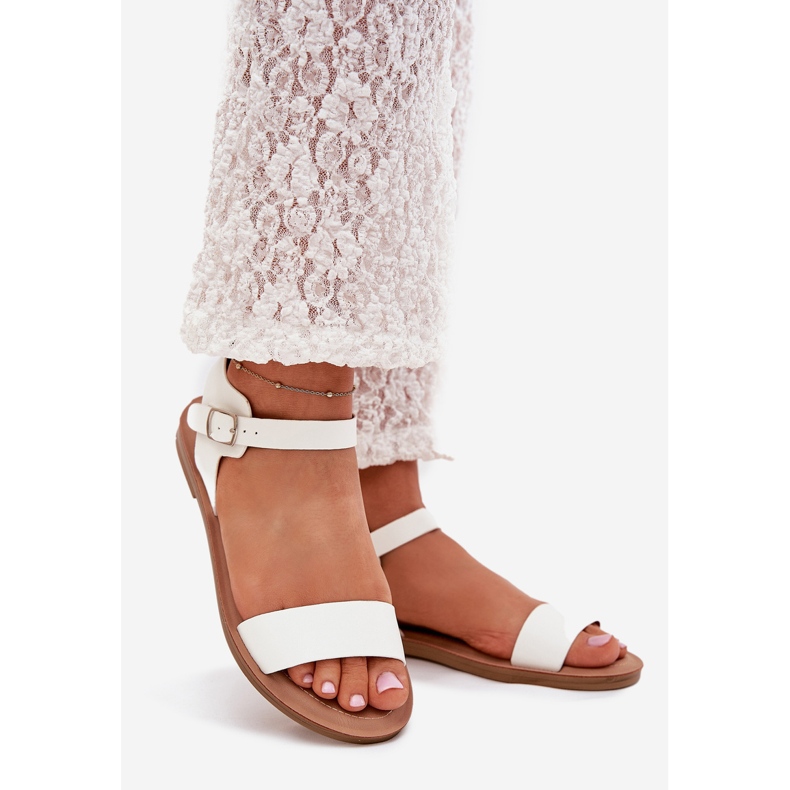 Boto Flat -hanterade kvinnors sandaler Eco Leather White Kivara vit 1