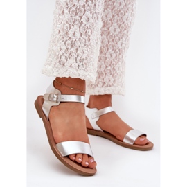 Boto Platta häl sandaler eko läder silver kivara 2