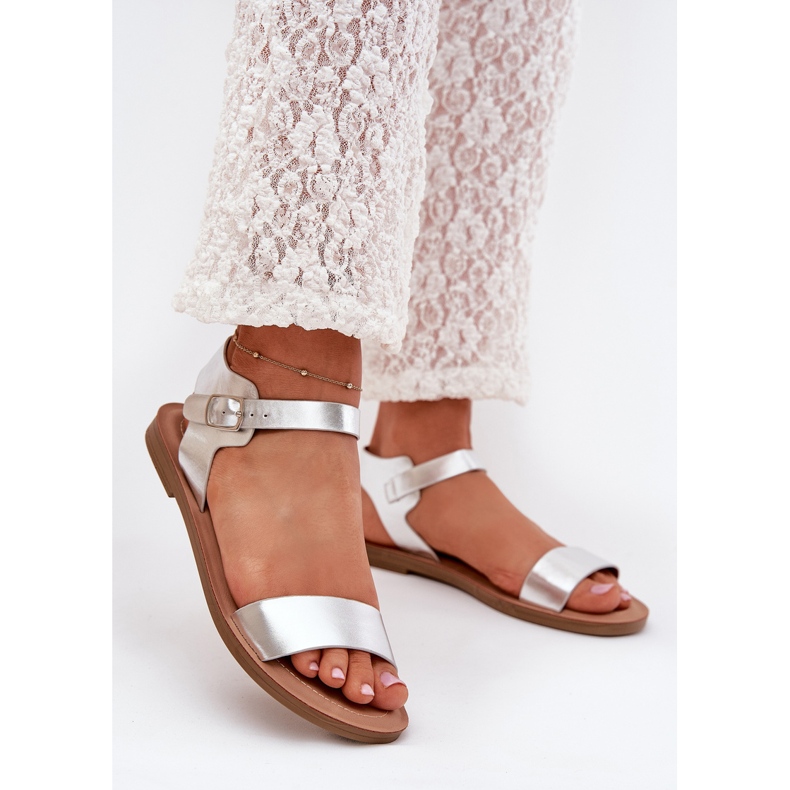 Boto Platta häl sandaler eko läder silver kivara silver- 2