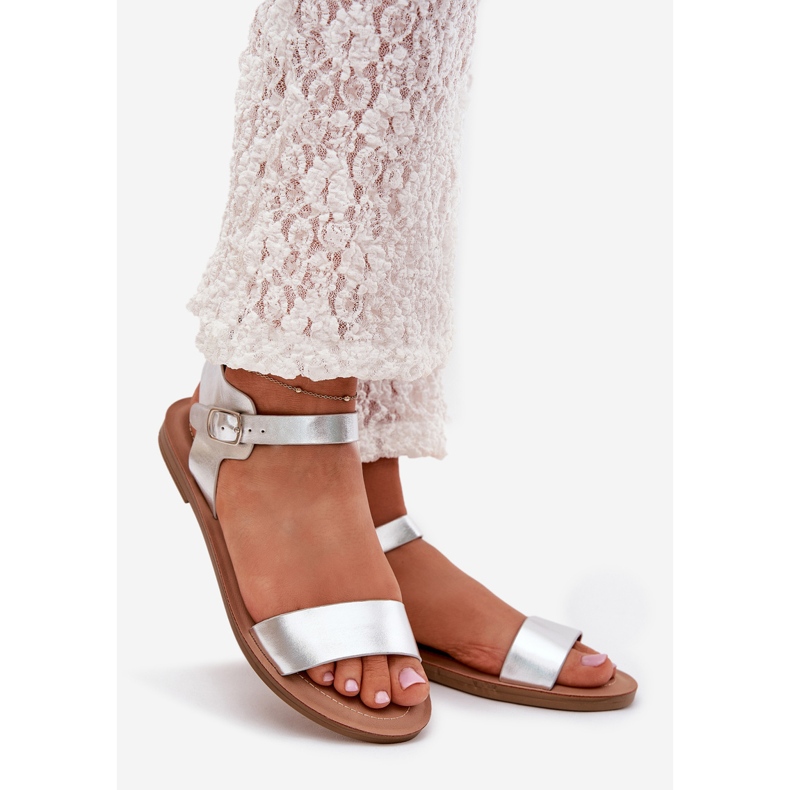 Boto Platta häl sandaler eko läder silver kivara 1