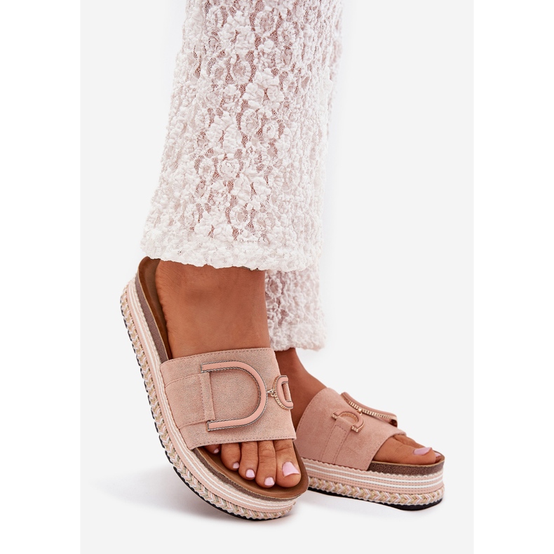 Boto Kvinnors flip flops på plattformen med en prydnadsrosa daphira 1