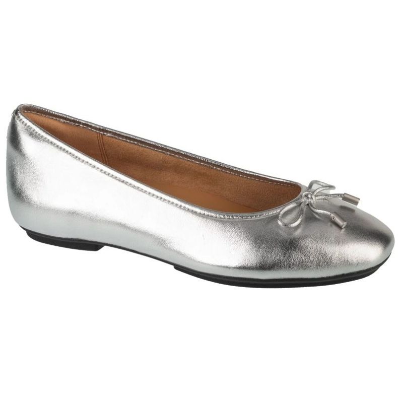 Kvinnors ballerinas fitflop delicato bow mjuk ballerina ih2-011 metallic med en båge silver- 1