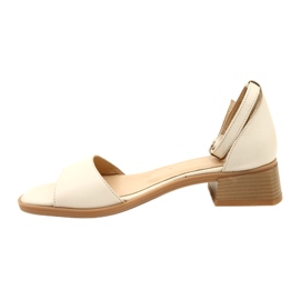Kvinnors läderhöga klackar 44294 beige 2