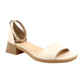 Kvinnors läderhöga klackar 44294 beige 1