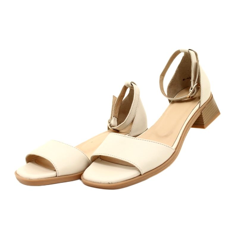 Kvinnors läderhöga klackar 44294 beige 3
