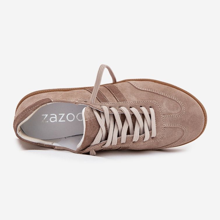 Zazoo N1068 Suede Low Women's Dark Sneakers beige 2