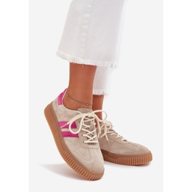 Boto Kvinnors mocka sneakers på beige-rosa cavira-plattformen 1