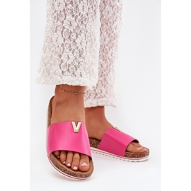 Boto Kvinnors flip flops på en korkplattform med en dekorativ detalj Fuksia Vessira rosa 2