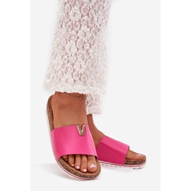 Boto Kvinnors flip flops på en korkplattform med en dekorativ detalj Fuksia Vessira rosa 1