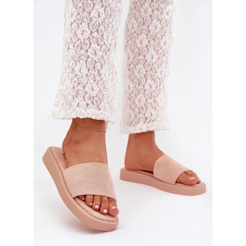 Boto Kvinnors flip flops på plattformen med Eco Suede Dirty Rose Jorina rosa 2