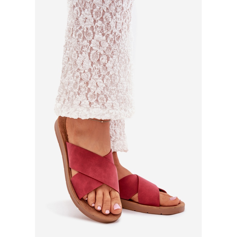 Boto Kvinnors tofflor med Eco Leather Bourgogne Lorana röd 1