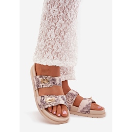 Boto Mönstrade kvinnors flip flops på plattformen beige sorina 1