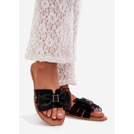 Boto Flat -hane kvinnors flip flops med en tyllbåge svart tanira 1