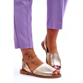 Zazoo Läderslip -up kvinnors guldmetallsandaler gyllene 2