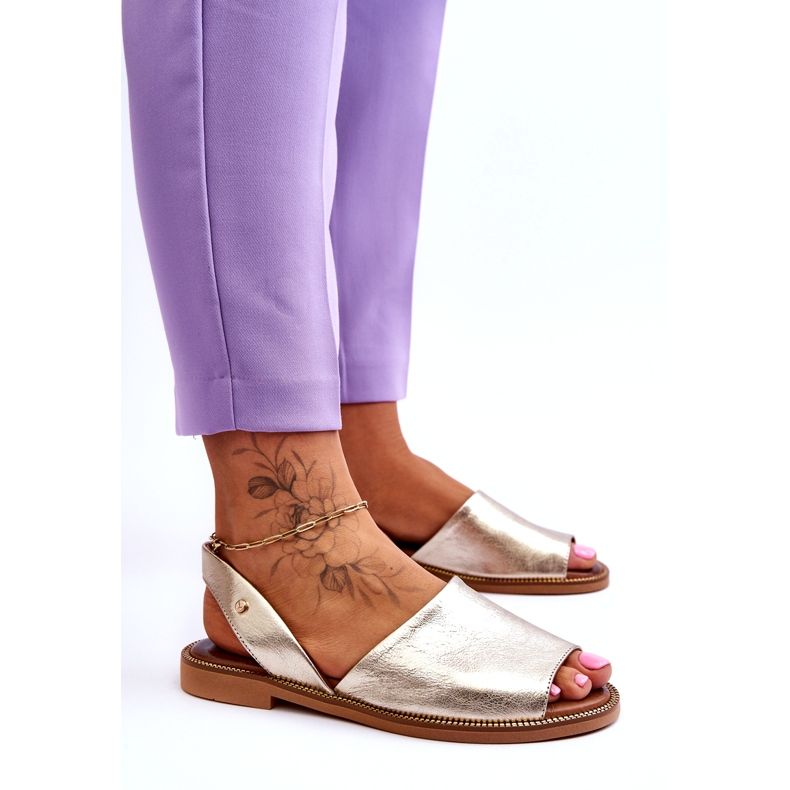 Zazoo Läderslip -up kvinnors guldmetallsandaler gyllene 4