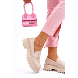 Kvinnors Big Star LL274457 lädermockasiner beige 2