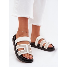 Boto Kvinnors flip flops på plattformen med kardborrkön Kovira vit 2