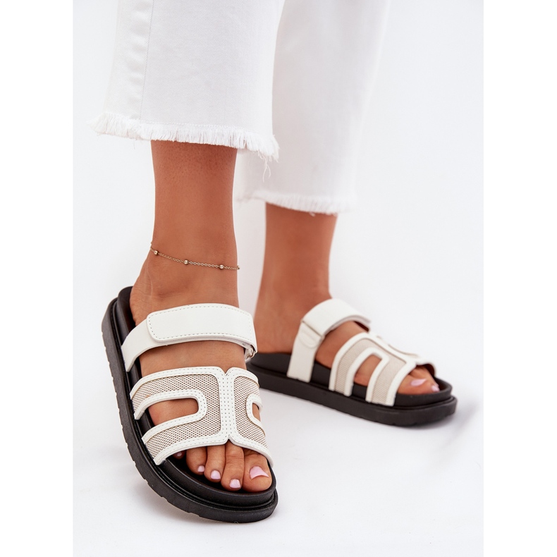 Boto Kvinnors flip flops på plattformen med kardborrkön Kovira vit 2