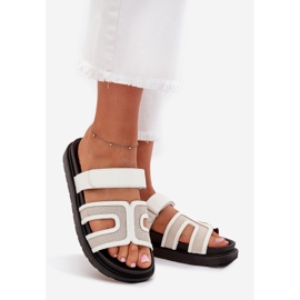 Boto Kvinnors flip flops på plattformen med kardborrkön Kovira vit 1