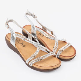 Shelvt Silversandaler på en platt sula 2