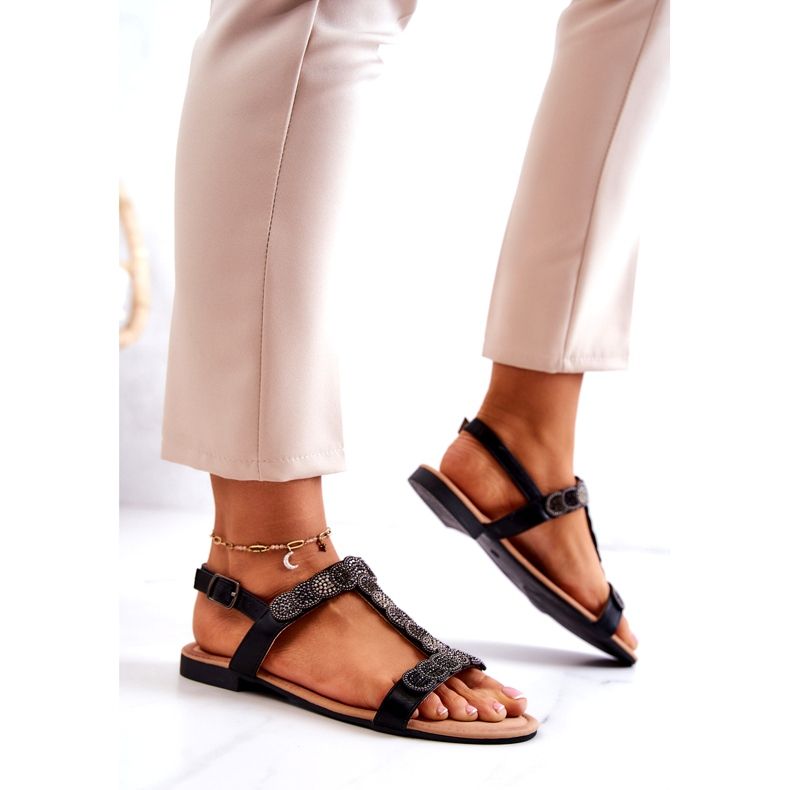 S.Barski Kvinnors sandaler med svarta strassar 3