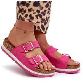 Evento Kvinnors flip flops på plattformen med eko-köttspännen fuchsia rosa 3