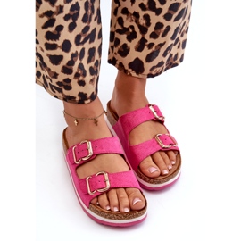 Evento Kvinnors flip flops på plattformen med eko-köttspännen fuchsia rosa 2