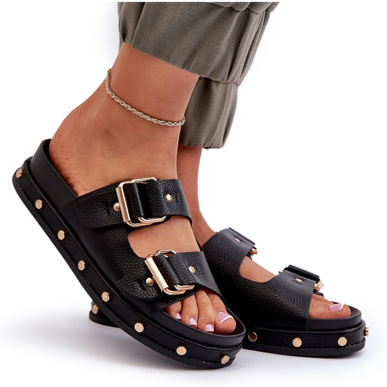 Kvinnors flip flops på plattformen Big Star NN274082 Black svart 7