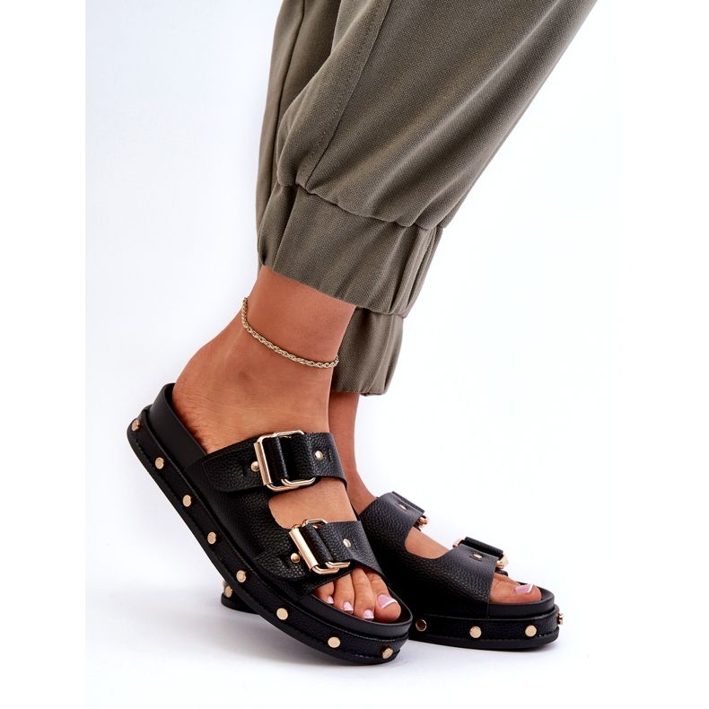 Kvinnors flip flops på plattformen Big Star NN274082 Black svart 1