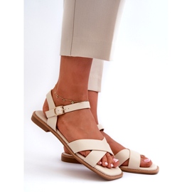 S.Barski Platta kvinnosandaler med Eco-Leather S. Barski KV27-003 Beige 1