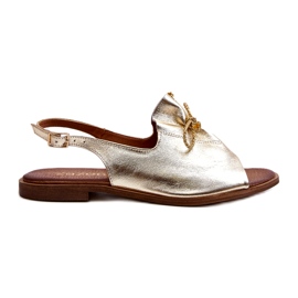 Zazoo 2898 Läder Platta Sandaler Guld G1/2 gyllene 4