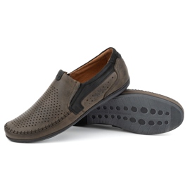 Olivier Genombrutna lädermockasiner för män 0525 oliv grön 2