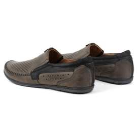 Olivier Genombrutna lädermockasiner för män 0525 oliv grön 3