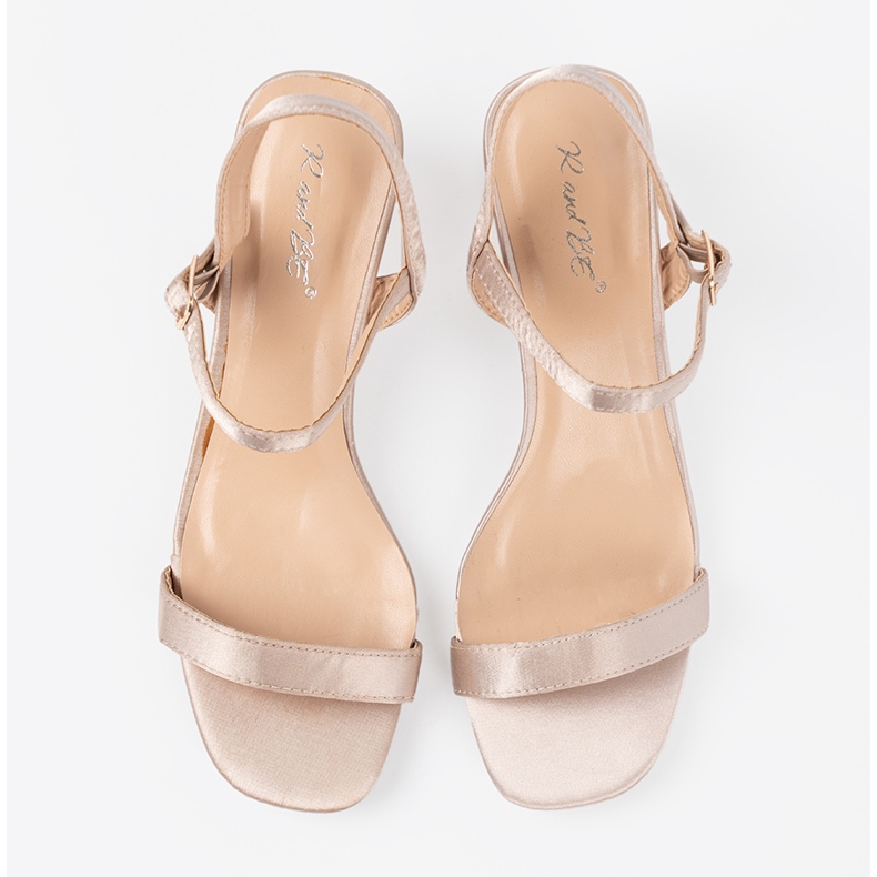 Shelvt Låghöjda satinsandaler beige 2