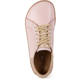 Olivier Aura: Women's Pink Barefoot Leather Sneakers fashionabla minimalistiska skor, Zero Drop rosa 1