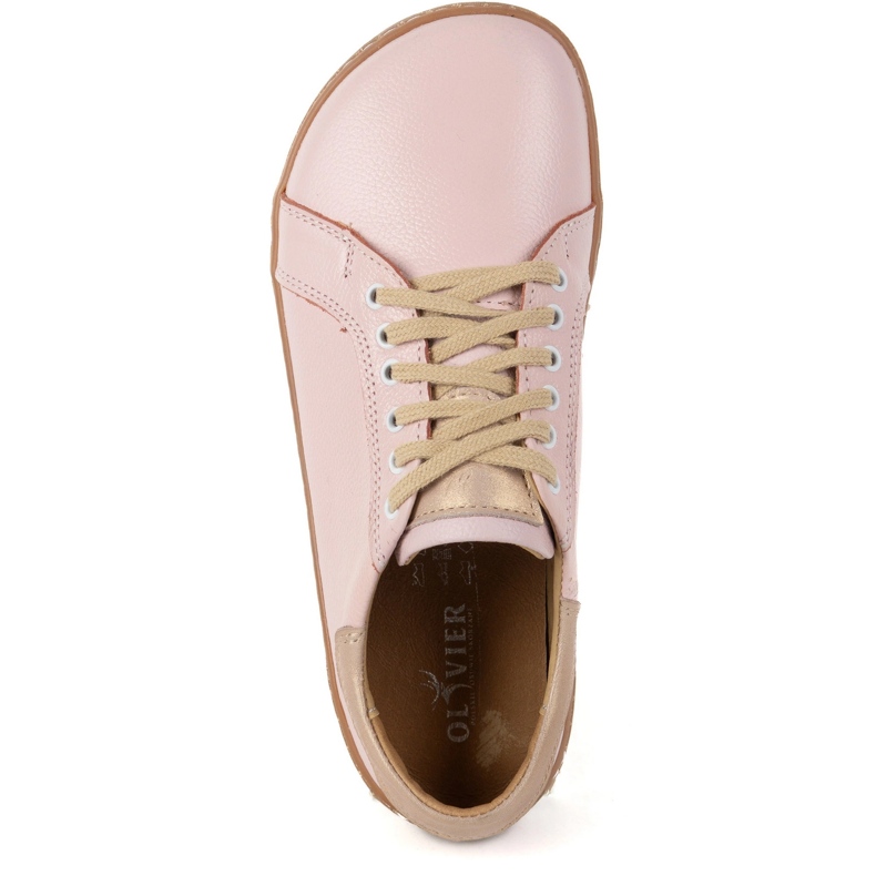 Olivier Aura: Women's Pink Barefoot Leather Sneakers fashionabla minimalistiska skor, Zero Drop rosa 1