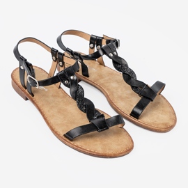 Shelvt Casual sandaler med en dekorativ flätning svart 2