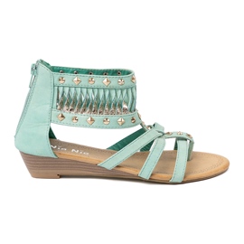 Shelvt Turkosa sandaler med boho -studs 2