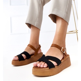 Svart Eco -Leather Sandals på Ursita -plattformen 1